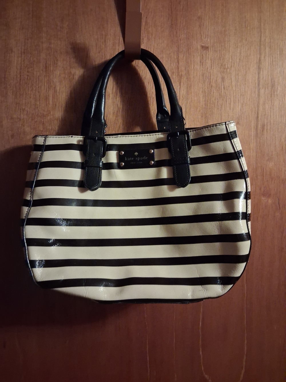 kate spade Black and Cream Striped Tote